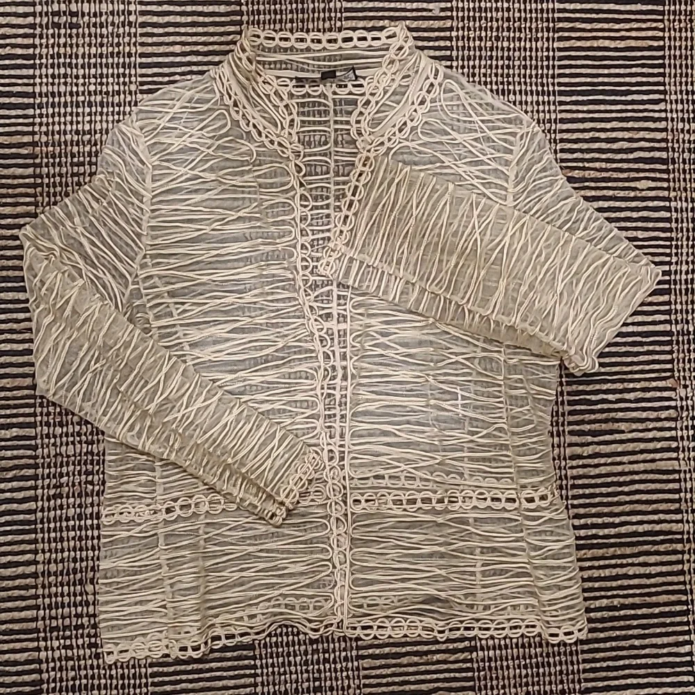 ALBERT NIPON SHEER EMBROIDERED LACE EVENING SHIRT JACKET